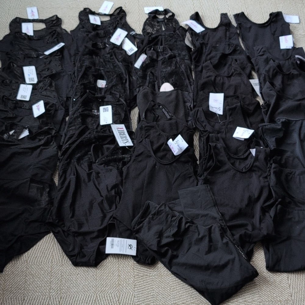 New Black Ballet Dancewear Leotard Leggings Tank Halter Mesh Lot XSC-MA Medium